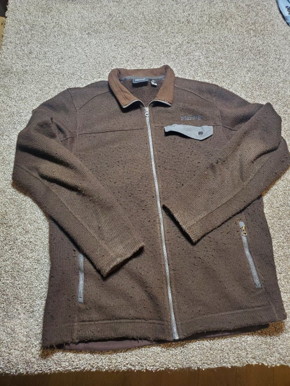 Marmot Brown Zipper Front Sweater Size XL